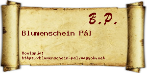 Blumenschein Pál névjegykártya